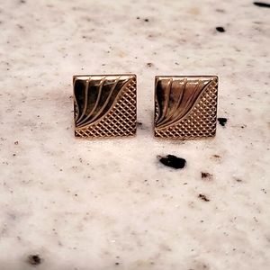 Cuff Links Vintage Gold Textured Square
